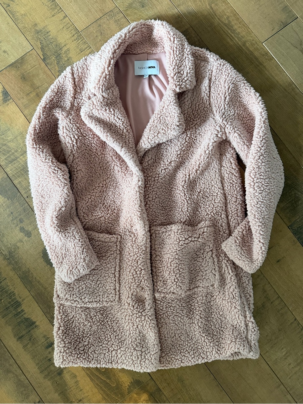 Fashion Nova Blush Pink Teddy Coat